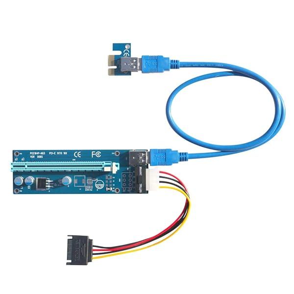 Kingwin PCI-E 1X to 16X Powered Adapter Card Flexible Extension SATA to Molex Cable for Enhanced Performance