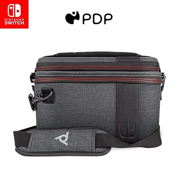 Elite PDP Gaming Pull-N-Go Case for Nintendo Switch: 2-in-1 Travel Storage with Removable Compartments - Grey Edition