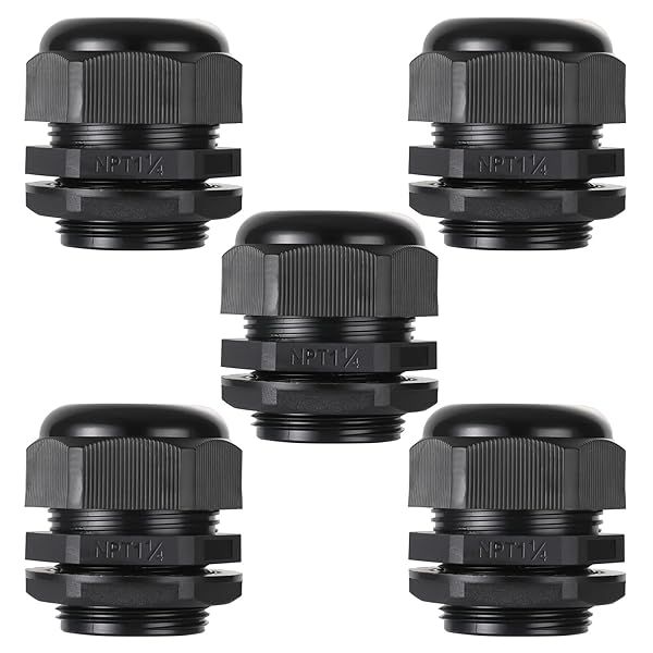 PENGLIN NPT1-1/4 Inch Nylon Cable Glands IP68 Waterproof Strain Relief Connector Black 5 Pack