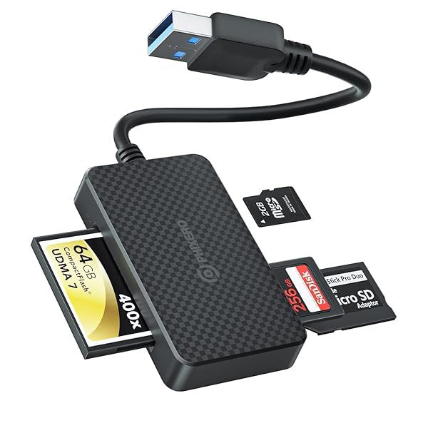 PHIXERO 4 in 1 SD Card Reader USB A Super Speed 5Gbps Adapter for Laptop Computer and USB A Devices