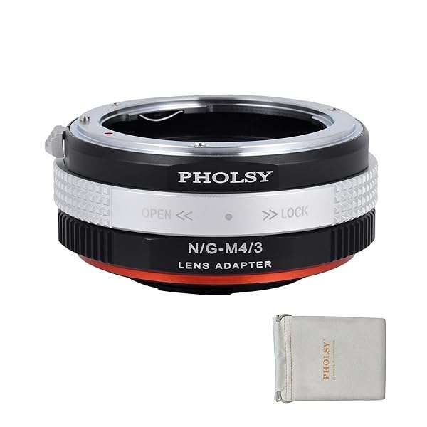 PHOLSY Lens Mount Adapter for Nikon G to Micro Four Thirds - Aperture Control & Compatibility with MFT Cameras