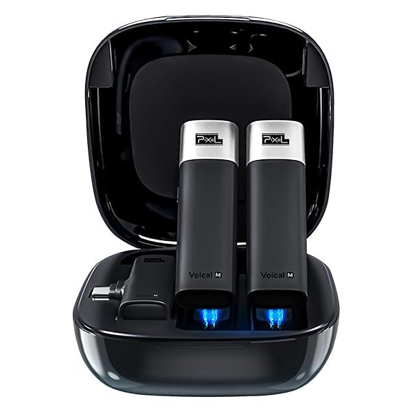 PIXEL Wireless Lavalier Microphone for Android Type-C Phone, Plug- Play Clip-on Microphones Mini Lapel Mic with 2 Transmitters and 1 Receiver for