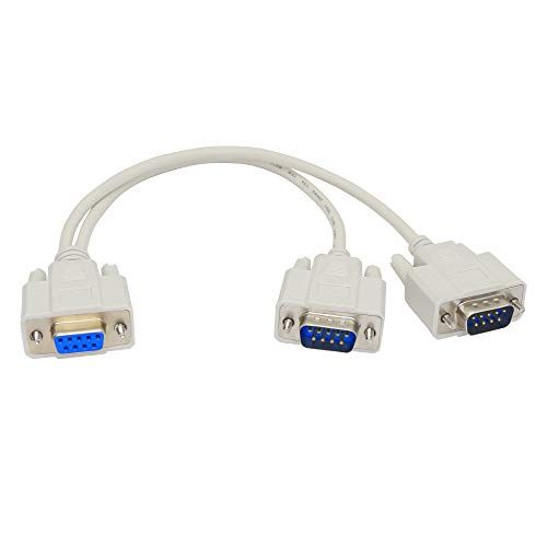 PNGKNYOCN 30cm DB9 Y Splitter Cable 1 Female to 2 Male RS232 Serial Adapter for Connecting Serial Interface Devices