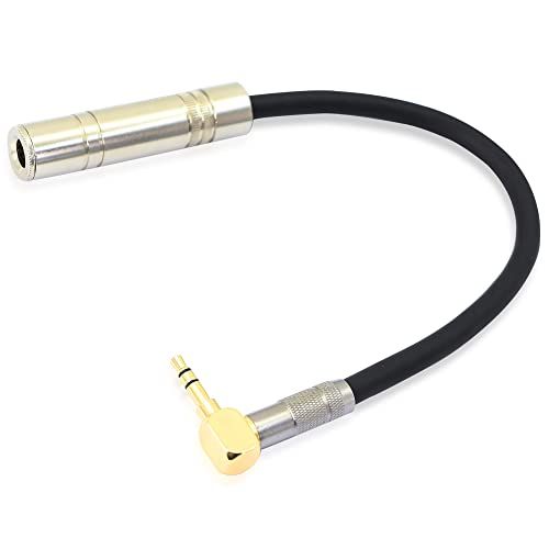 PNGKNYOCN Right Angle 3.5mm to 6.35mm Audio Adapter - Gold Plated Stereo Connector for Extension & Conversion