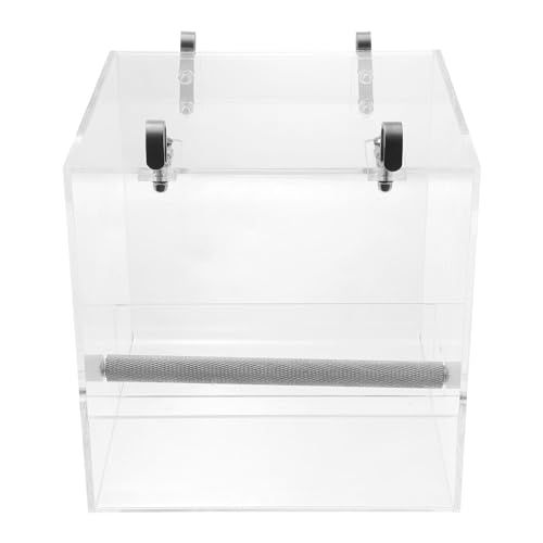 POPETPOP No Mess Bird Feeder for Cage with Hooks Ideal Parrot Accessories for Parakeet Canary Cockatiel Finch Feeding