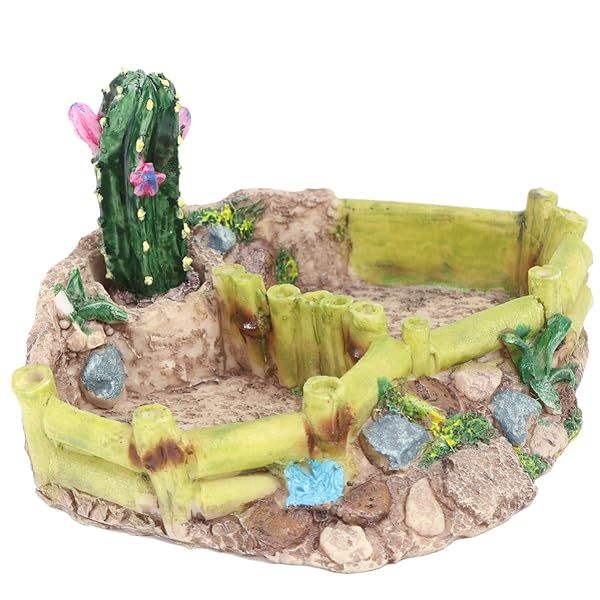 POPETPOP Reptile Resin Corner Water Dish for Tortoise Lizard Bearded Dragon Frog Gecko Snake Chameleon 25593