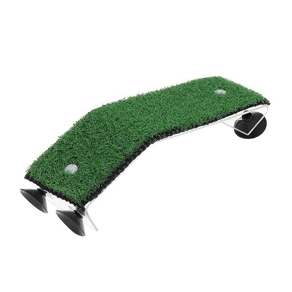 POPETPOP Turtle Ramp & Basking Platform - Lifelike Grass Ladder for Aquarium Tortoises (Small)