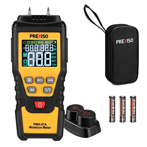 PREXISO 7-in-1 Digital Wood Moisture Meter: Accurate Pin-Type Dampness & Water Leak Detector for Firewood, Walls, and More