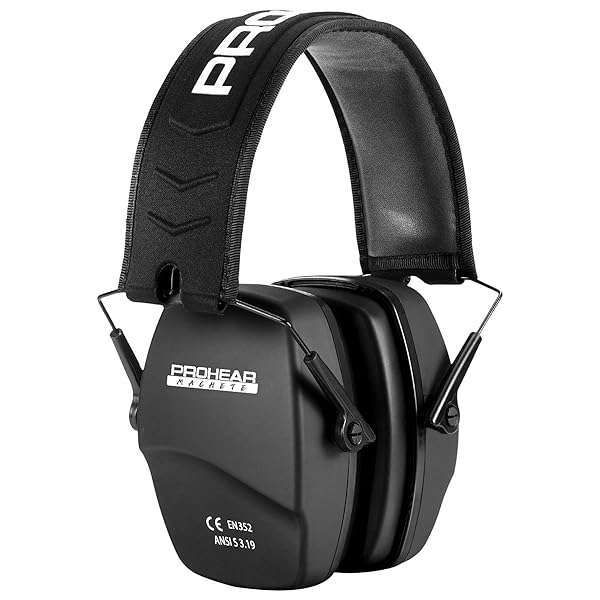 PROHEAR 016 Ear Protection: Slim Earmuffs for Shooting & Hunting, NRR 26dB Noise Reduction, Compact & Foldable Design
