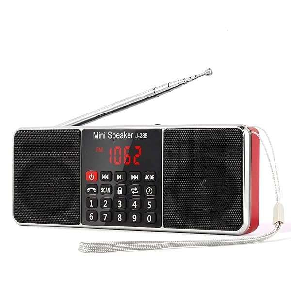 PRUNUS J-288 Portable AM/FM Radio with Bluetooth, Sleep Timer & MP3 Player - Ultra-Long Antenna & AUX Input