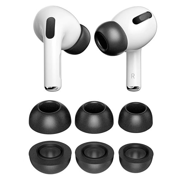 PZOZ Replacement Ear Tips for Apple AirPods Pro 3 Pairs Memory Foam Noise Reducing Eartips Compatible with Charging Case SML Black