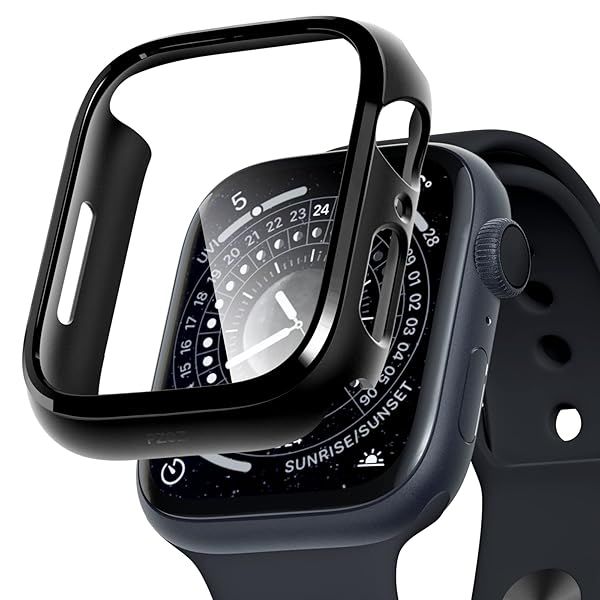 Buy PZOZ Hard Case & Tempered Glass for Apple Watch Series 9/8/7 (45mm) - Slim, Full Coverage Protection in Black