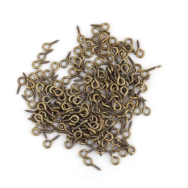 200 Mini Eye Pins Hooks & Eyelets for Jewelry Making - Bronze Screw Hooks & Threaded Bails