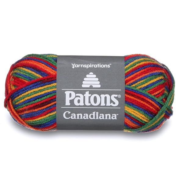Patons CANADIANA VARG Yarn in Rainbow Variegate: Perfect for Colorful Knitting Projects