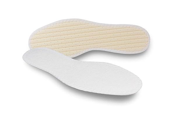 Pedag Summer Terry Cotton Sockless Insoles for Women Absorb Sweat Control Odor Washable Handmade in Germany Size 7 US 37 EU White 1 Pair
