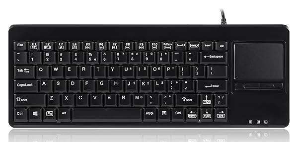 Perixx PERIBOARD-515H Wired USB Keyboard with Touchpad & 2 Hubs - Compact Black US Layout