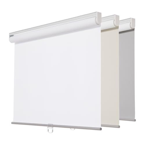 Persilux Custom Cut 100% Blackout Roller Shades Cordless Window Blinds 27x72 White UV Protection Energy Saving for Home Office Living Room Bedroom