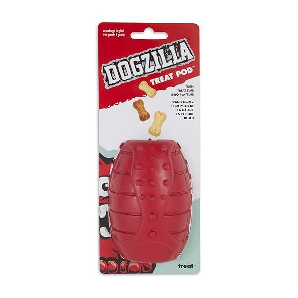 Petmate Dogzilla Treat Pod Toy - Large Red Chew Toy for Dogs | Durable & Fun!