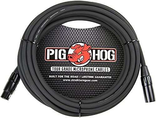 Pig Hog PHM20 20ft High Performance 8mm XLR Microphone Cable - Durable Black Audio Solution