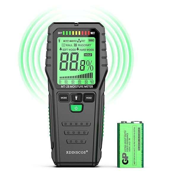 Pinless Moisture Meter: Non-Invasive Digital Tester for Wood, Walls & Firewood - Accurate Water Leak Detection & Humidity Measurement