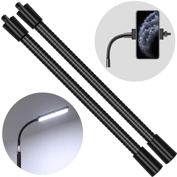 Pixel 6 Inch Gooseneck Arm for Webcam Microphone Tripod and Phone Camera Light Flexible Metal Arm 2pcs