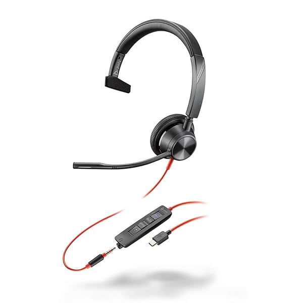 Poly Blackwire 3315 Wired Mono USB-C Headset for PC Mac Mobile Tablet Zoom and More 214015-101