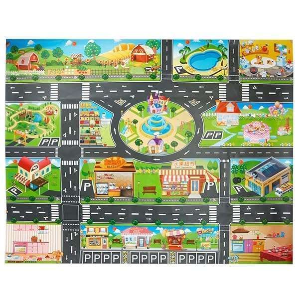 Washable Kids Carpet: Self-Cleaning PVC City Life Play Mat for Educational Fun & Floor/Table Use