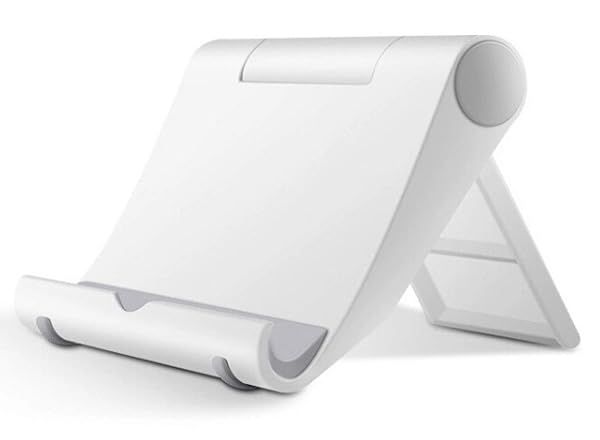 Pokanic Multi-Angle Cell Phone Stand Holder Portable Adjustable Charger Station for Smartphones Tablets Desktop Office Travel White