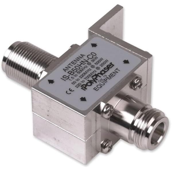 Polyphaser IS-B50LN-C2 Lightning Arrestor Surge Protector Bulkhead Bracket DC Block for Enhanced Equipment Protection