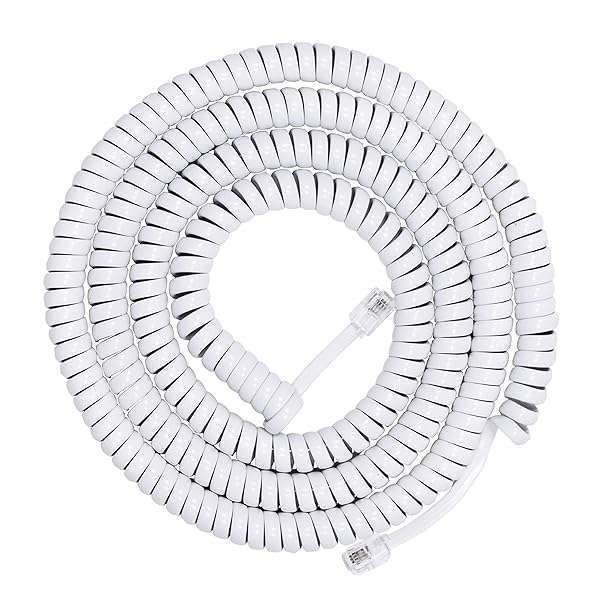 Power Gear 4ft Coiled Telephone Cord - Compatible with All Corded Phones, Ideal for Home & Office, White, Model 76122