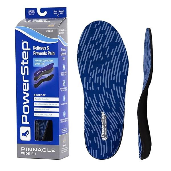 PowerStep Pinnacle Wide Insoles for Extra Wide Feet Arch Support Orthotic for Men and Women Size M12-13