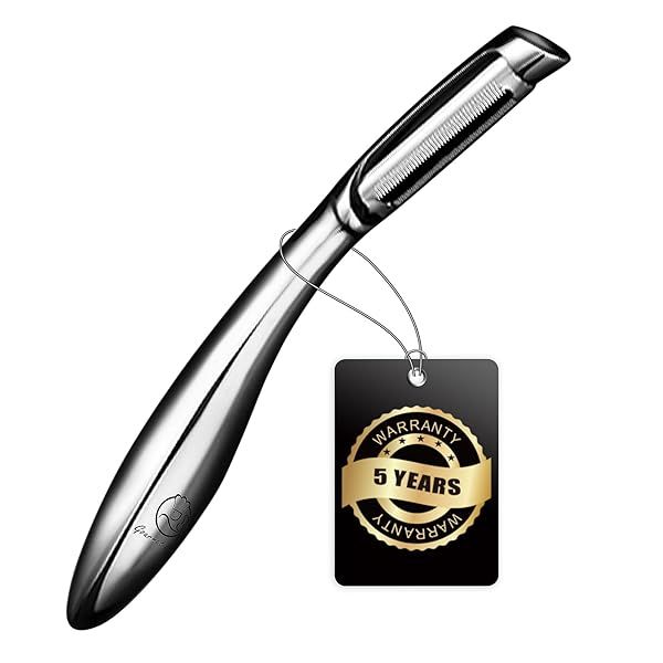 Premium Stainless Steel Potato Peeler - Ultra Sharp, Ergonomic, Non-Slip Handle | 5-Year Warranty for Kitchen & Veggie Prep