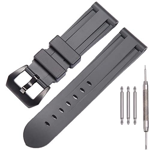Premium 24mm Waterproof Silicone Watch Straps - Durable Replacement Bands for Men & Women