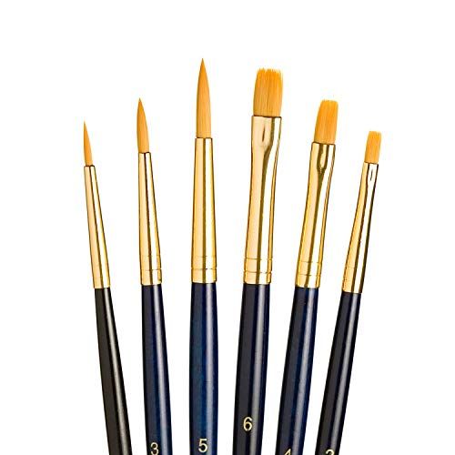 Princeton Real Value Series 9100 Paint Brush Sets for Acrylic, Oil & Watercolor - Syn-Gold Taklon Sizes 1, 3, 5, Shader 2, 4, 6