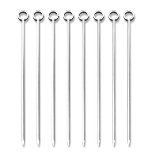 PuTwo Stainless Steel Martini Glass Cocktail Picks - 4.25 Inch Silver Picks for Perfect Drinks