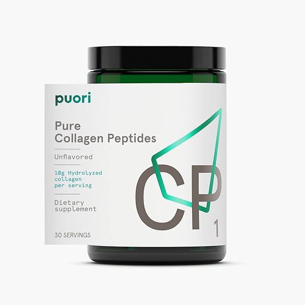Puori CP1 Pure Collagen Peptides Powder for Hair, Skin & Nails - Joint & Bone Support, Unflavored, 30 Servings