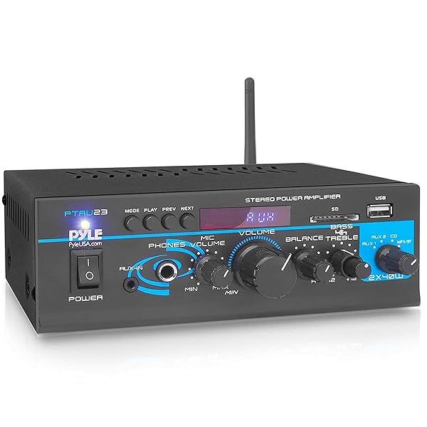 Pyle PTAU23.5 Mini Power Amplifier System Dual Channel Home Audio Mixer with USB RCA Headphone AUX MIC Input for PA and Home Use