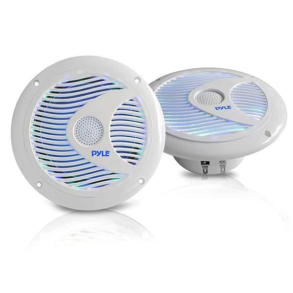 Pyle PLMR6LEW Waterproof Marine Speakers with LED Lights 150 Watt Pair for Boating