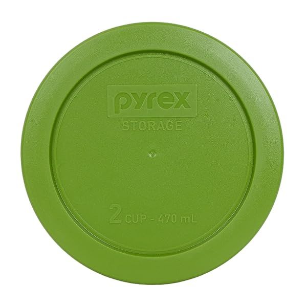 Pyrex 7200PC 2 Cup Lawn Green Round Plastic Storage Lid Made in USA for Kitchen Organization