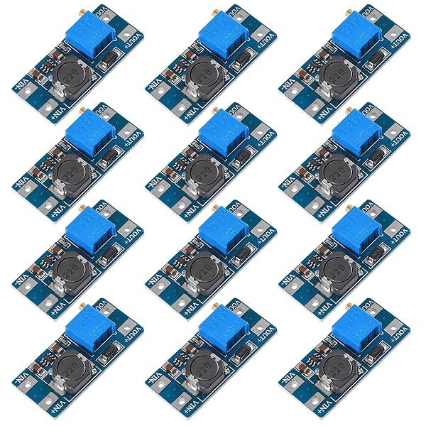 QCCAN 12Pcs MT3608 DC-DC Step Up Converter Adjustable Power Supply Booster Module MAX Output 28V 2A for Voltage Regulation