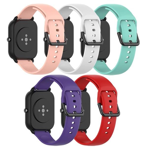 QGHXO Soft Silicone Band Replacement for Amazfit GTS 4 Mini 3 2 2e GTR Mini 42mm Active Bip 3 3 Pro U Pro S Lite U