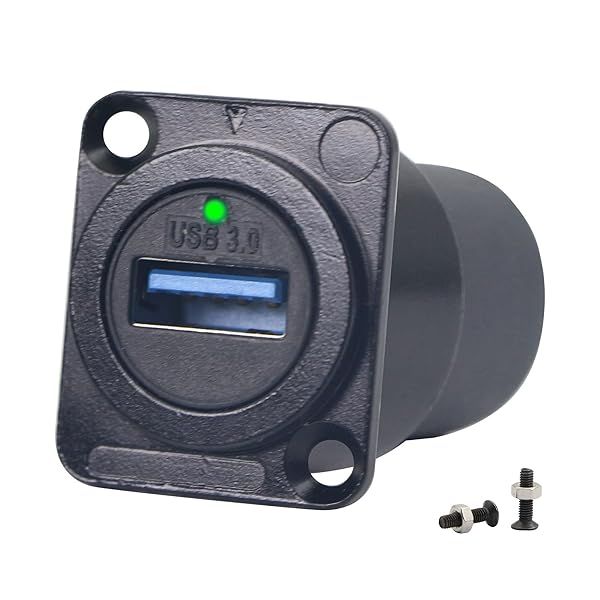 QIANRENON USB 3.0 D Panel Mount Connector - Solderless Female Coupler Adapter for Super Speed 5Gbps Audio/Video Equipment