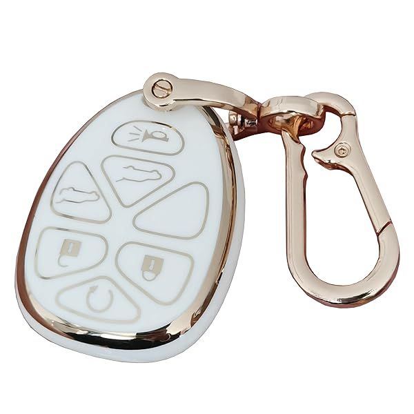 QIXIUBIA for Chevrolet Key Fob Cover Keyless Remote Smart Key Fob Shell with Keychain Fit for Chevy Suburban Tahoe Traverse Buick Enclave Cadillac
