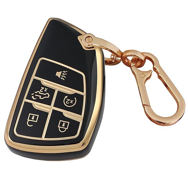 QIXIUBIA for GMC Key Fob Cover Keyless Remote Smart Key Shell with Keychain Fit for GMC Yukon Chevy Chevrolet Suburban Tahoe GM Buick Encore