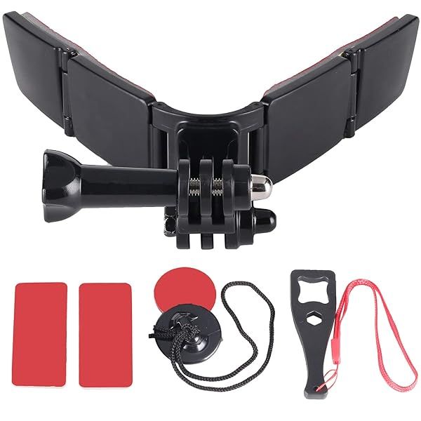 QKOO Motorcycle Helmet Chin Mount Kit Compatible with GoPro Hero 13 12 11 10 9 8 7 6 5 4 Session DJI Osmo Action AKASO SJCAM