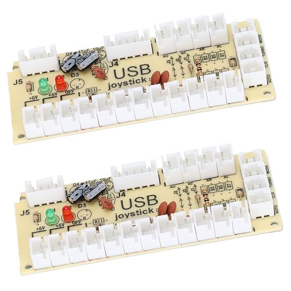 QM070913 Game Controller USB Encoder Zero Delay Module for PC for MAME for Retropie, USB PC Encoder with Wire and 5 pin Joystick Cable, Double
