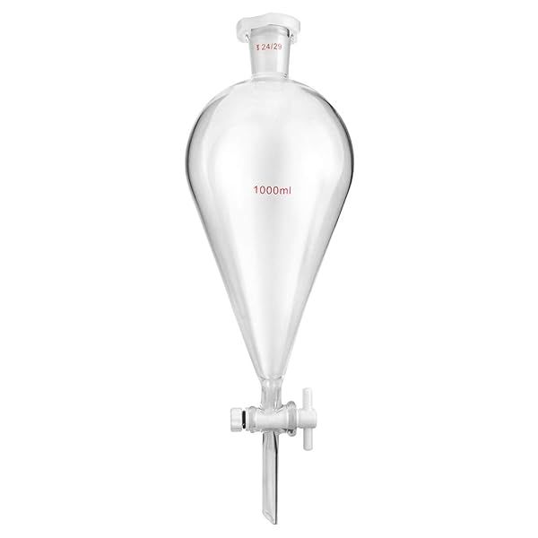 QWORK 1000ml Separating Funnel with 24/29 Joints & PTFE Plug - Ideal for Lab Use
