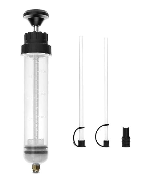 QWORK 200CC Manual Automotive Pump - Gear Oil & Brake Fluid Extractor, 7OZ Syringe Style