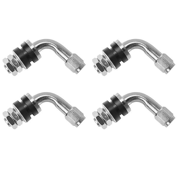 QWORK 4Pcs 90 Degree Angled Tyre Valve Stems for Car and Motorcycle Anti-Leakage Solution