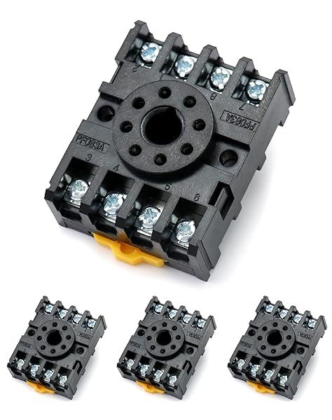 QWORK 8 Pins Relay Socket 4 Pack - 600V 10A Octal Socket with Pressure Clamp for MK2P DPDT Power Relay
